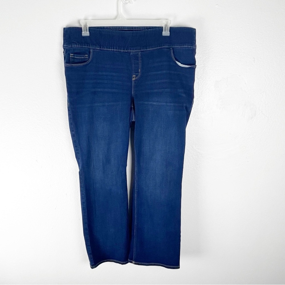 OLD NAVY Dark Wash High Rise Elastic Pull On Waist Boot Cut Jeans Size 22